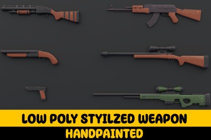 Low Poly Stylized Weapons-Hand Painted