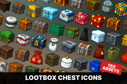 Lootbox Chest Icons Treasure Crates Mystery Boxes Rewards RPG Fantasy Assets