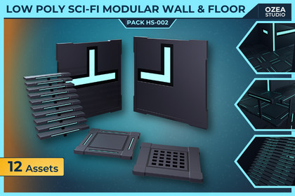 Low Poly Sci-Fi Modular Walls & Floors Pack HS_002 (Legacy Edition)
