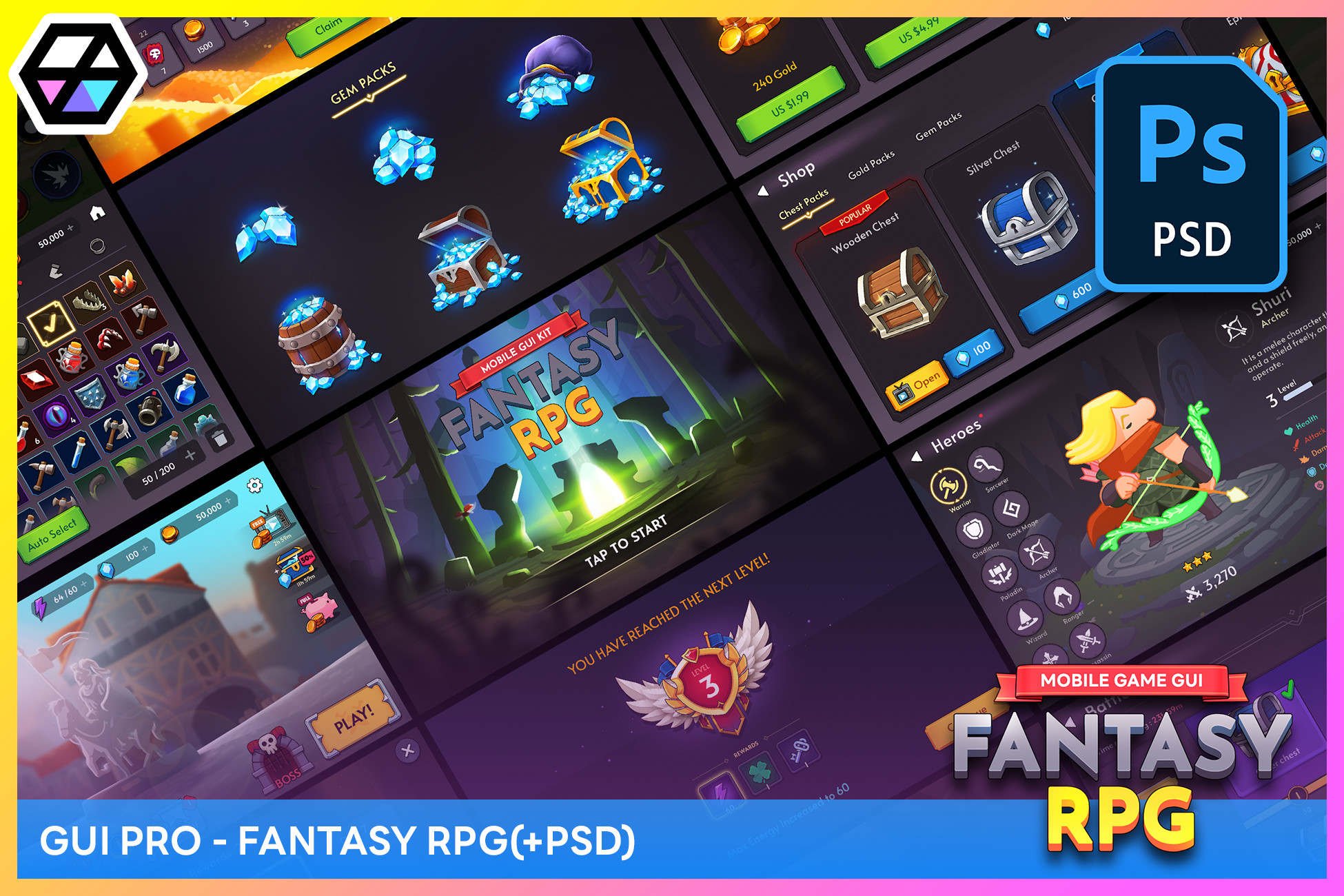 GUI Pro - Fantasy RPG(+PSD)
