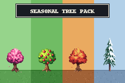 Seasonal Tree Pack — Animated Pixel Art Trees for 16x16 Games