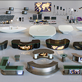 News Studio 3D Props Set - Broadcast Desks, Studio Lights, Furniture for VR