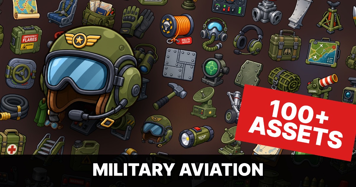 Aviation Military Flight Equipment Airfield Operations Icons Pack | 2D ...