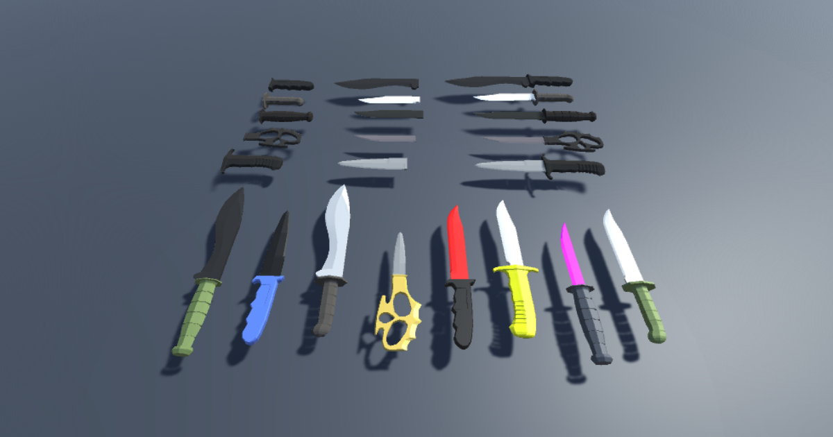 Low Poly Modular Combat Knives | 3D Weapons | Unity Asset Store