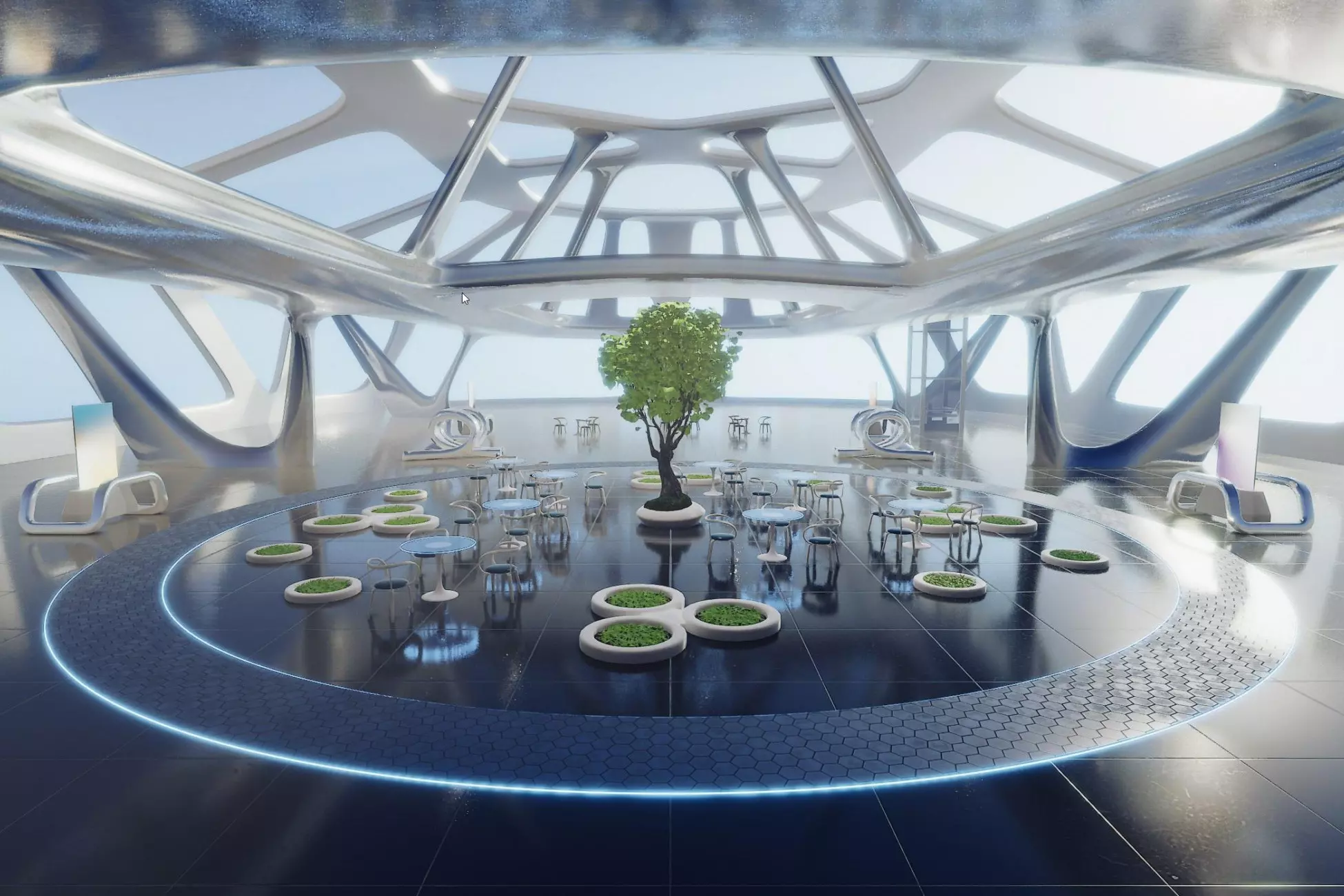 Exhibition Hall Futuristic Interior - Unity Assets Free Download