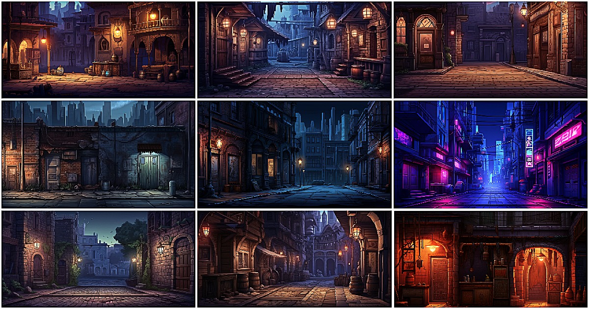 BACKGROUND - Pixel Alleyway 1 | 2D Environments | Unity Asset Store