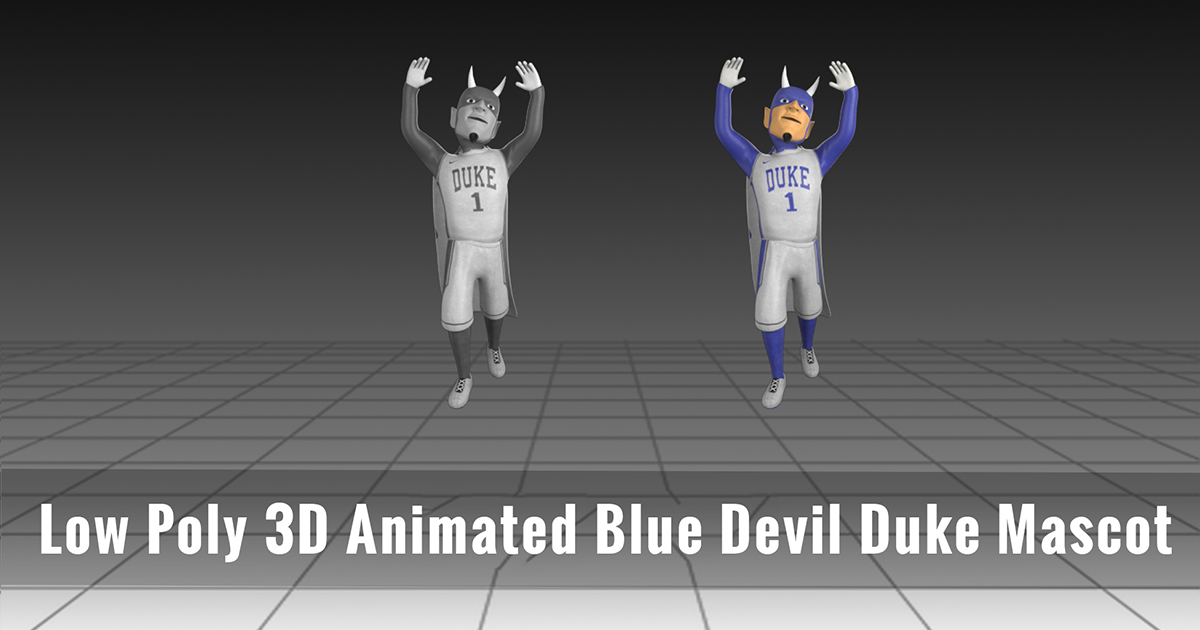 Low Poly 3D Animated Blue Devil Duke Mascot | 3D Characters | Unity ...