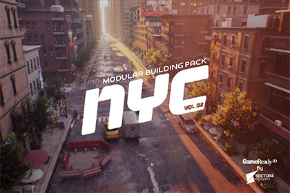 Urban City Modular Environment Pack Vol 2 – NYC Buildings, Streets & Urban Props