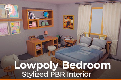 LowPoly Bedroom Stylized - PBR Interior Kit (URP/Built-In/HDRP)