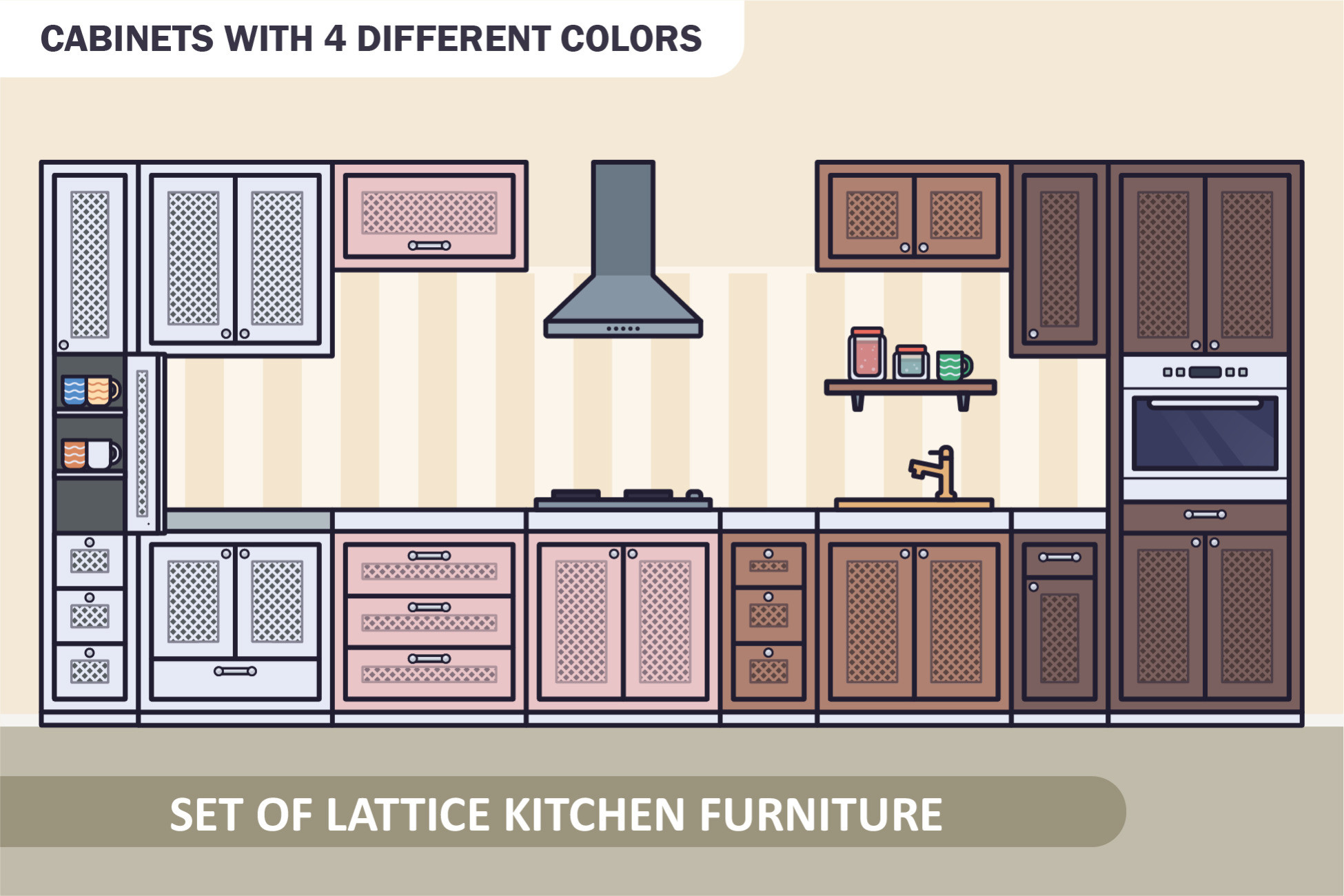 Kitchen Unity Box 2D Lattice kitchen furniture pack | 2D Environments | Unity Asset Store