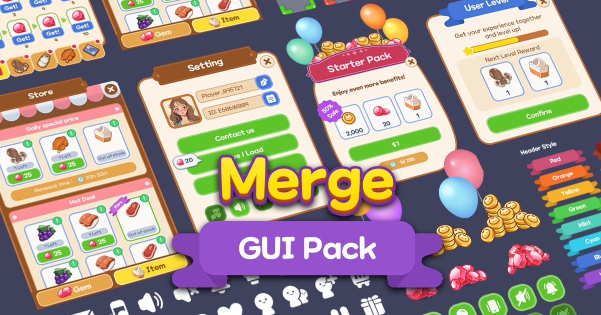 Unity Gui Assets MergeGUIPack | 2D GUI | Unity Asset Store