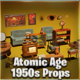 Retro-Futuristic Props / Retro Room Props Interior / Retrofuturism Pack