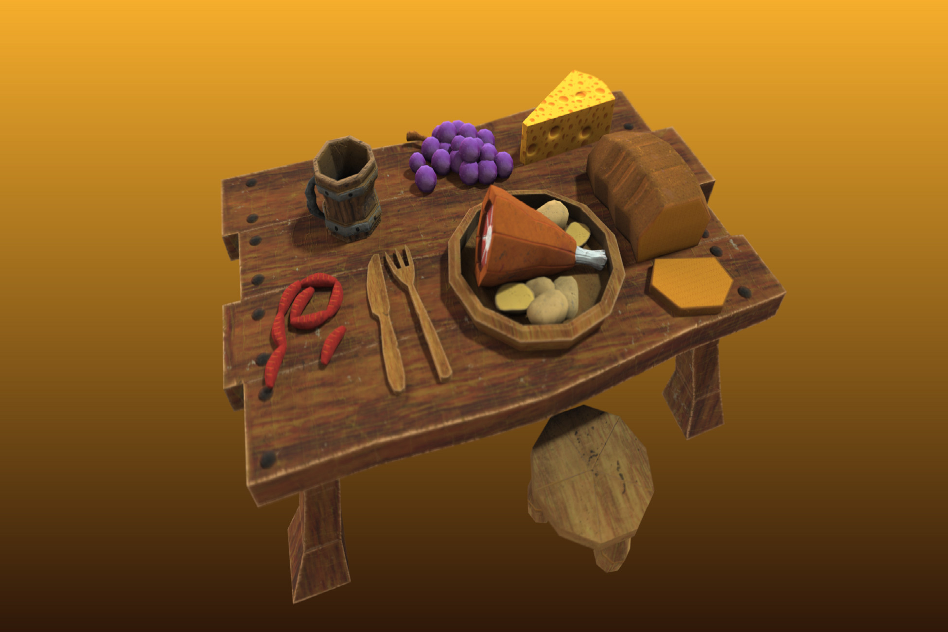 Cartoon style Feast table Low poly | 3D Environments | Unity Asset Store