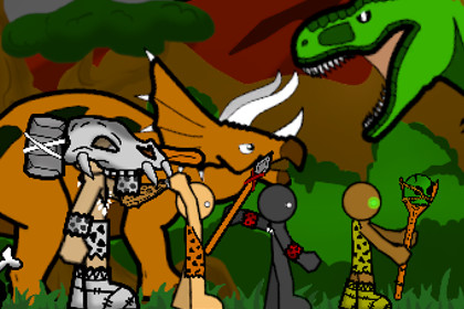 Prehistoric Stickman and Dinosaur Character Pack