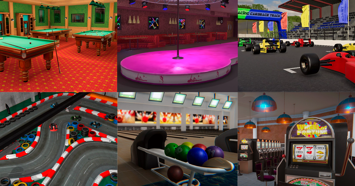 Entertainment places - billiards, bowling, casino and other | 3D 주변환경 ...