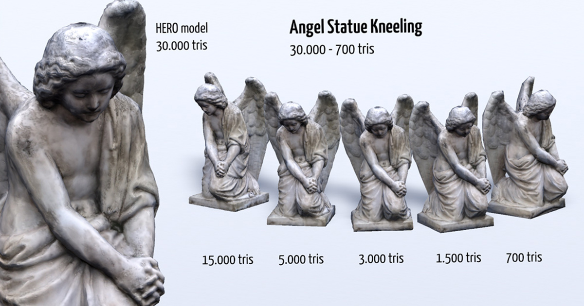 Angel Statue Kneeling HD | 3D Props | Unity Asset Store