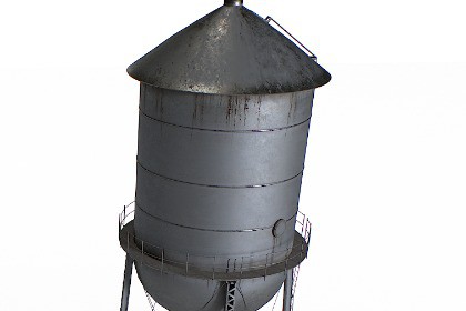 Rooftop metal water tower