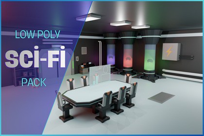 Low Poly Sci-Fi Interactive Props & Modular Kit