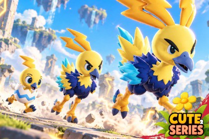 Thunder Ostrich Evolution Pack - Electric Monster Cute Series