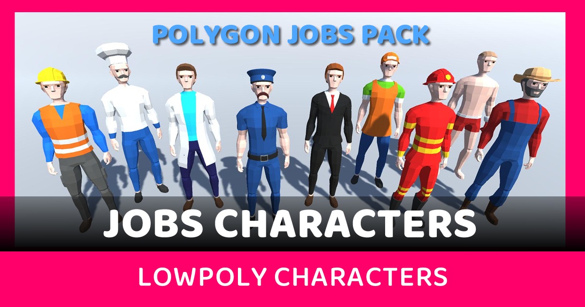 Unity Polygon Character POLYGON Jobs Characters Pack - LOWPOLY Jobs Characters | 3D Characters ...