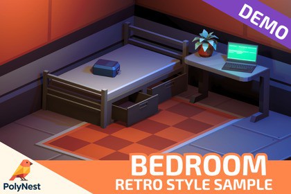 FREE Demo: Low Poly Sci-Fi Bedroom / Cosmic Retro