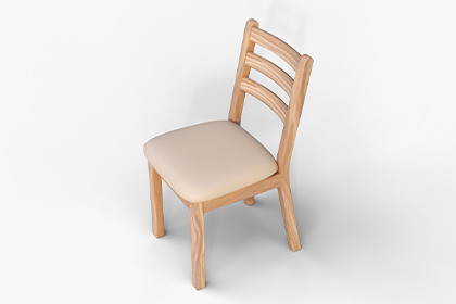 Modern Wooden Chair with Fabric Seat – Game Ready Asset