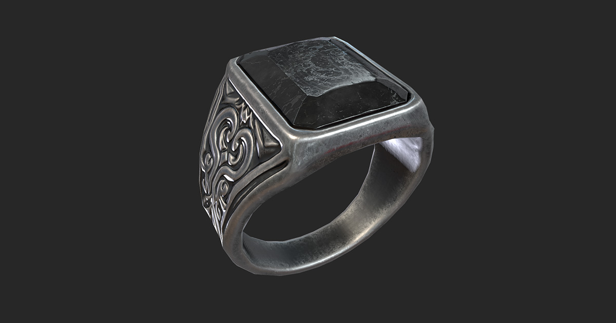 Gothic Silver Signet Ring – Game-Ready 3D Model | 3D Props | Unity ...