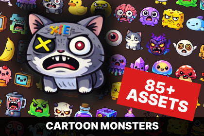 Cartoon Emoji Monsters and Objects Icons Pack for Casual RPG Idle Games