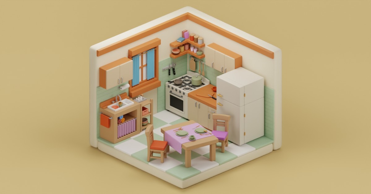 Cozy Kitchen Interior Props & Modular Parts | 3D Props | Unity Asset Store