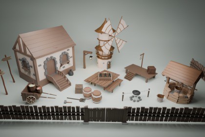 Low Poly Medieval Village Pack