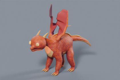 3D Dragon Whelp - Stylized Rigged Animated Baby Dragon with PBR and LODs