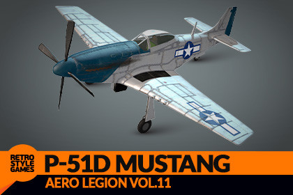 P-51D Mustang WW2 Fighter Airplane - Low Poly 3D Model