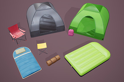 Stylized Rest Camping Items