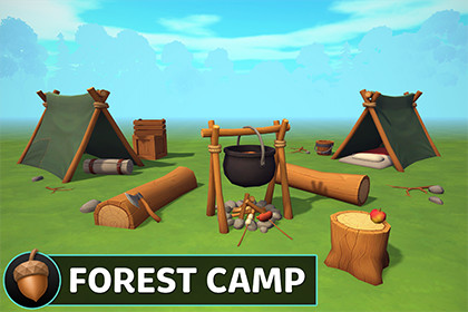 Stylized Forest Camp Props