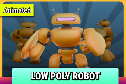 R3 Animated Low Poly Robot - Stylized Sci-Fi Character
