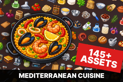 Mediterranean Cuisine Mezze Restaurant Cooking Kitchen Icons Pack