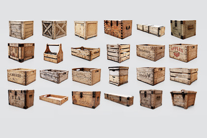 24 Wooden Crates & Boxes – Low Poly Game Ready