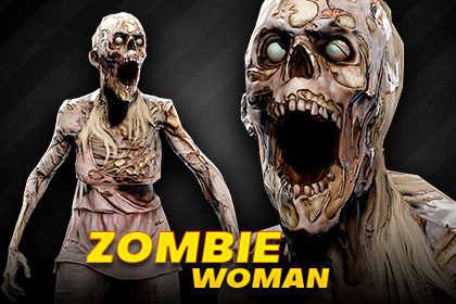 Zombie Woman - HD PBR Rigged Character
