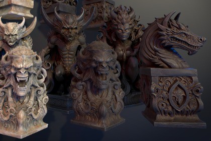 Dark Fantasy Chess Set / Statue Set