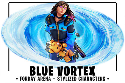 Blue Vortex – Stylized Sci-Fi Shooter Girl