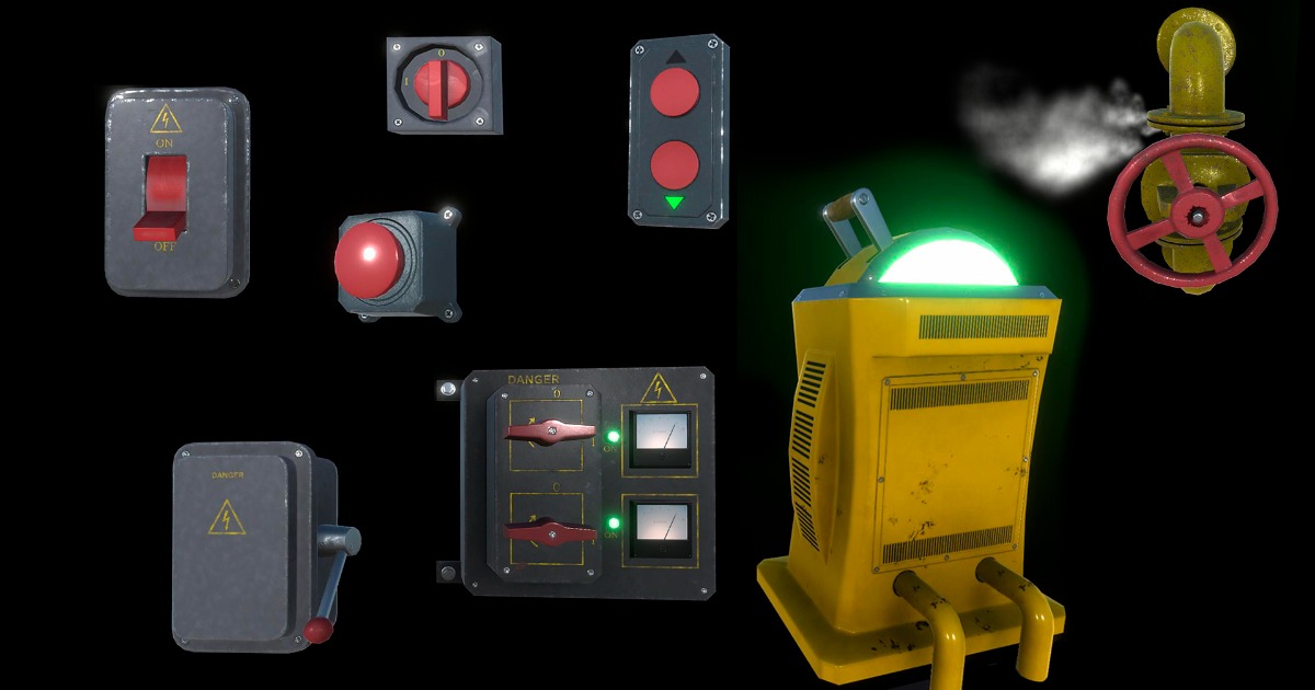 Buttons,Switches and Levers. | 3D Props | Unity Asset Store