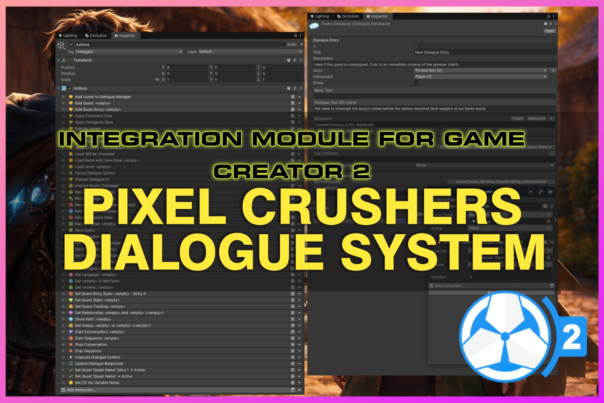 Integration of Pixel Crushers Dialogue System into Game Creator 2
