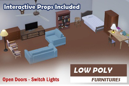 Low Poly Furniture & Interactive Props Pack