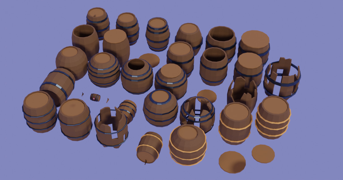 25+ low poly barrels | 3D Props | Unity Asset Store