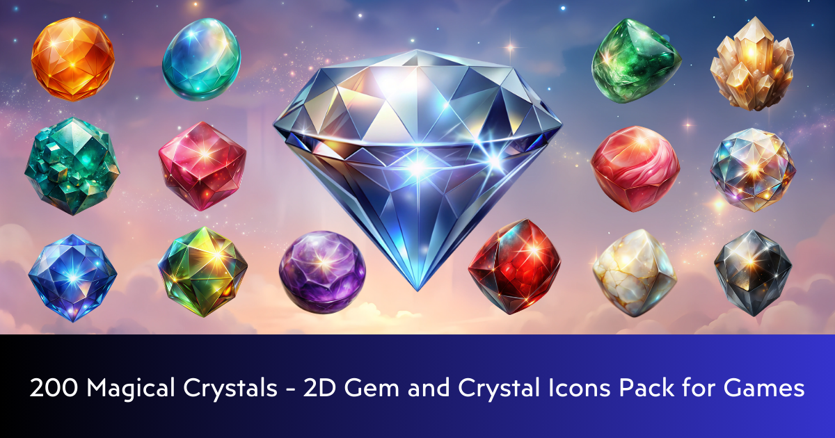 Crystal Rpg Icon 200 Magical Crystals - 2D Gem and Crystal Icons Pack for Games | 2D ...