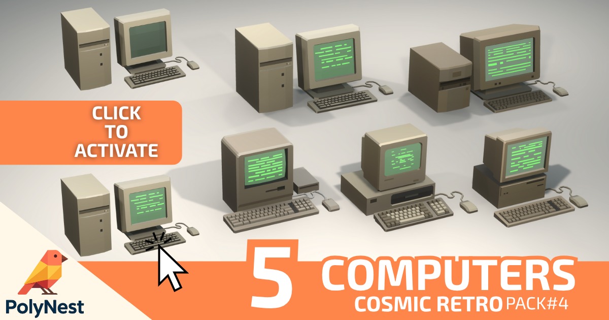 Computer Model For Unity Low Poly Sci-Fi Classic Desktop PCs CRT Monitor Assets | 3D Electronics ...