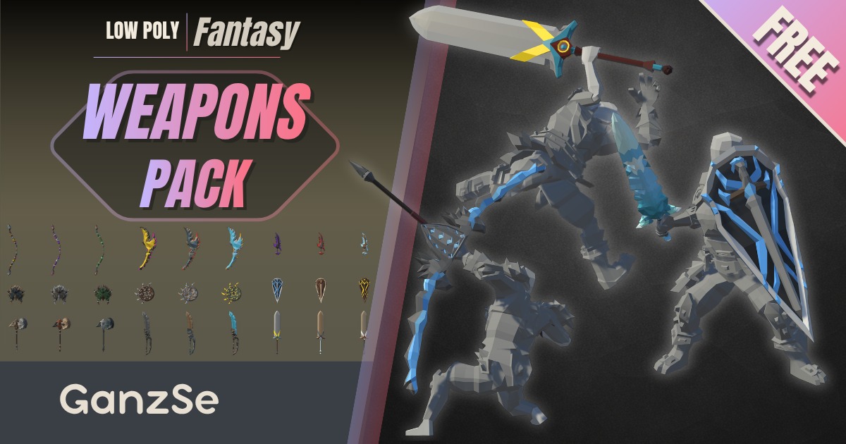 GanzSe FREE Weapons - Fantasy Low Poly Pack | 3D Weapons | Unity Asset ...
