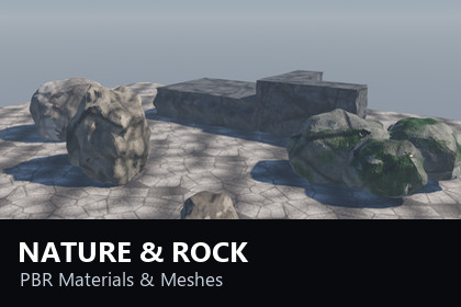 Nature & Rock PBR - 12 Materials + 6 Rock and Cliff Meshes