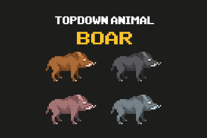 Boar - Top Down Pixel Art Animal