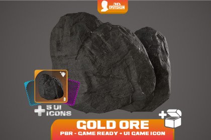 Coal Ore + 5 Loot Icons - PBR Game Ready